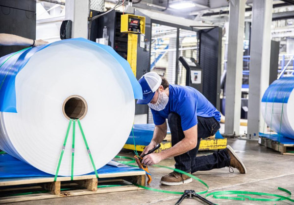Coils of PET strap used for heavy carton and pallet strapping